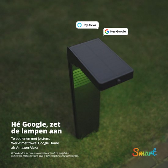 FlinQ Gaia - Smart Solar Tuinlamp- Solar Tuinverlichting - Zonne-energie - Wit en Gekleurd licht - Bewegingssensor - 2-pack - Zwart