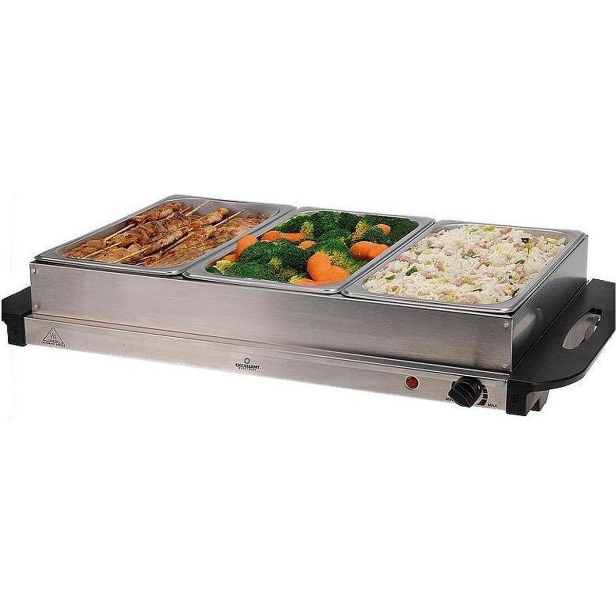 Excellent Electrics - Elektrische 2 in 1 RVS Buffetwarmer (300W) -3x2.5 liter