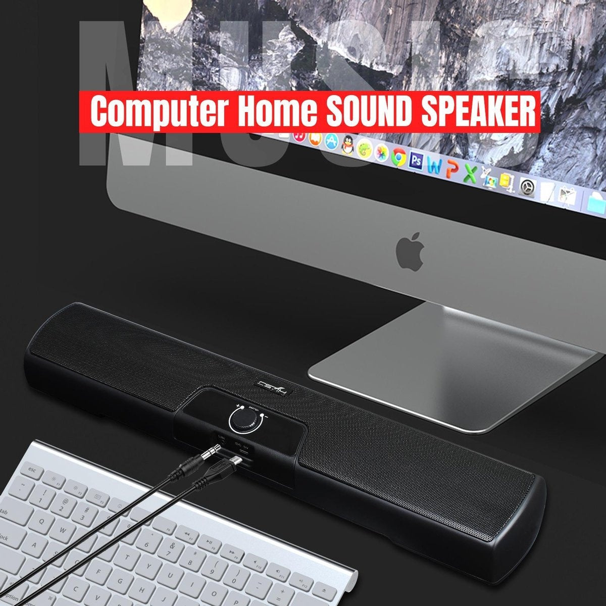 HXSJ Q3 Soundbar PC Speaker - USB - voor desktop computers / notebooks / smart-tvs / projector apparatuur - Zwart