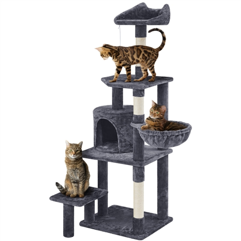 Multi Level Cat Tower 145 cm - 48,5 x 40,5 cm - Donkergrijs
