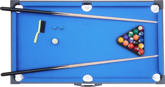 Cougar Pooltafel Mini Draagbaar Zwart/blauw – Handig handvat – Incl. ballen - 118x64x12cm