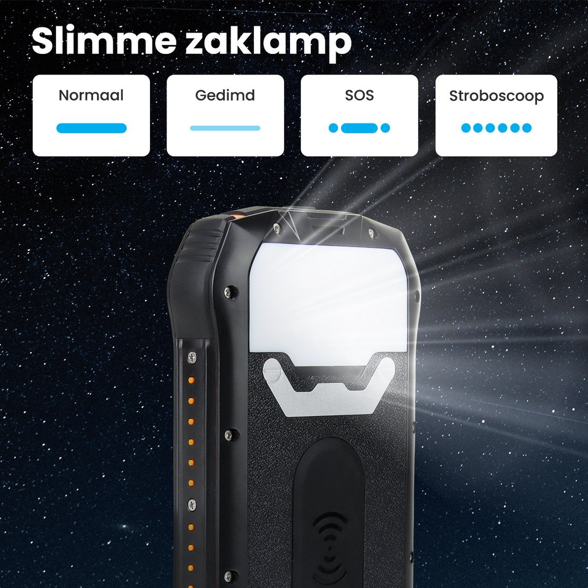 LifeGoods Powerbank - 26.800 mAh - Zonne-energie - Draadloos - Slimme Zaklamp - Stof- en Waterdicht - IK02 - Oranje/Zwart
