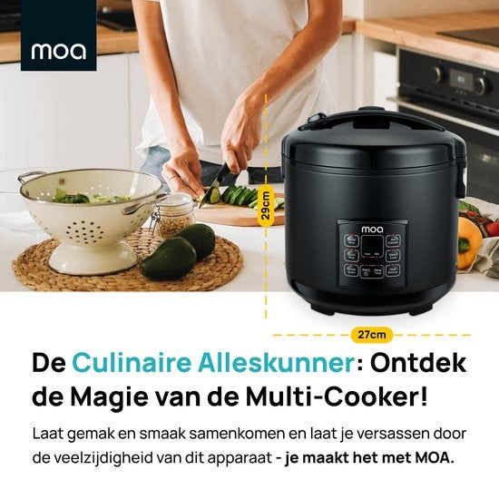 MOA Multicooker - 5L - 700W - rijstcooker - Slowcooker - Zwart - MC10DB