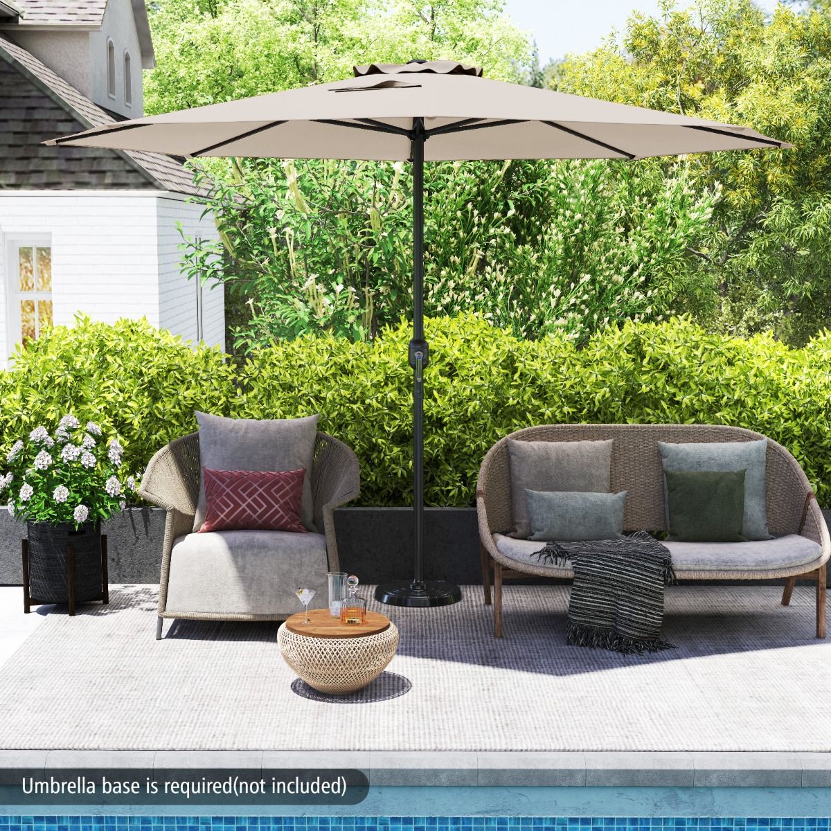 Coast Terrasparasol - grote tafelparasol - 8 stabiele ribben - beige - 360 cm