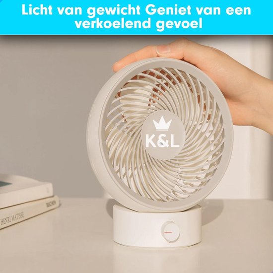 K&L Stille Ventilator - Tafelmodel - USB powered - Kantelbaar - Wit