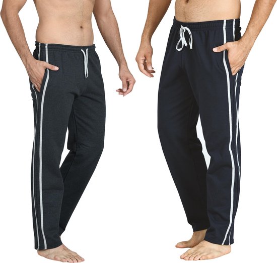 Pierre Calvini - Joggingbroek Heren - 2 Pack - Navy Antraciet - XL - Pyjama Heren - Joggingbroek Heren Rechte Pijp - Trainingsbroek Heren - Huispak Heren