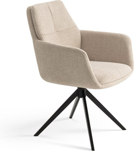 Furnihaus Draaibare Eetkamerstoel Milou met armleuning Beige