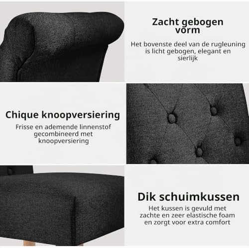 Yaheetech eetkamerstoelen met hoge rugleuning - set van 2 - zwart