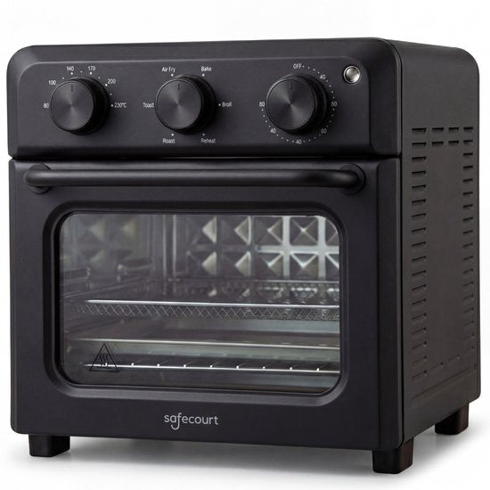 Safecourt 6-in-1 Airfyer oven - 100% PFAS-vrij - 6 programma’s - 80 tot 230 graden - Airfryer, bakken, roosteren, toasten, grillen & opwarmen - Zwart