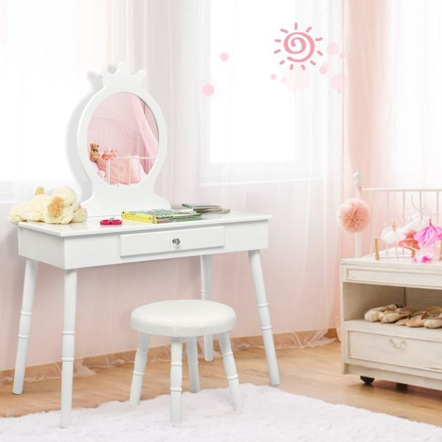 Coast Make-Up Kaptafel voor Kinderen - Met lade - Incl. Krukje - Wit