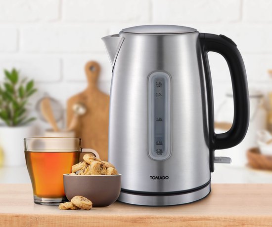 Tomado TWK1709S - RVS Waterkoker - 1,7 liter inhoud - 2200W - Kalkfilter - Waterniveau indicator