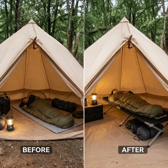 Outbee Veldbed - Kampeerbed - Stretcher - Opvouwbaar bed - Campingbed met draagtas - Draagkracht 150KG - 190 x 63 cm - Zwart
