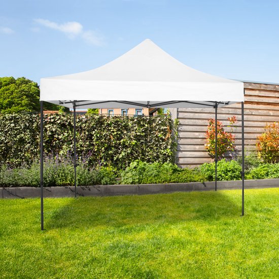 VONROC Partytent - 3x3 m – Premium easy-up Partytent - Modulair Ontwerp – Opvouwbaar – Waterdicht – Stalen Frame - 50+ UV Bescherming - Incl. Opbergtas - Wit
