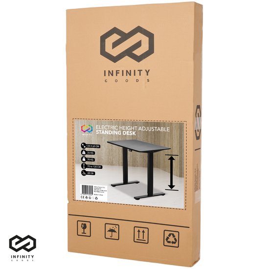 Infinity Goods Zit Sta Bureau - Elektrisch Verstelbaar In Hoogte - 120 x 60 CM - Zwart