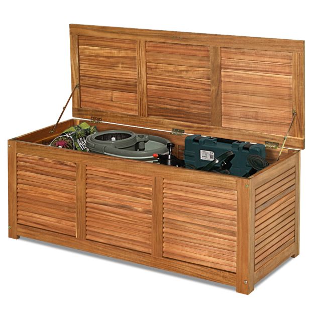 Coast Acaciahouten Opbergbox Tuin - 150 kg Draagvermogen, Buiten, Kussens - 120 x 45 x 45 cm - Acaciahout - Natuur