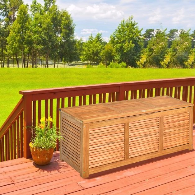 Coast Acaciahouten Opbergbox Tuin - 150 kg Draagvermogen, Buiten, Kussens - 120 x 45 x 45 cm - Acaciahout - Natuur