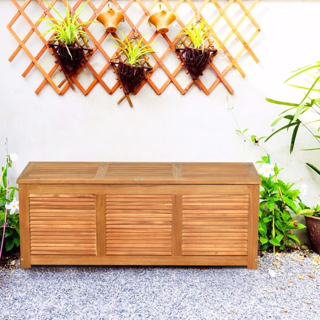 Coast Acaciahouten Opbergbox Tuin - 150 kg Draagvermogen, Buiten, Kussens - 120 x 45 x 45 cm - Acaciahout - Natuur