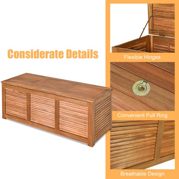 Coast Acaciahouten Opbergbox Tuin - 150 kg Draagvermogen, Buiten, Kussens - 120 x 45 x 45 cm - Acaciahout - Natuur