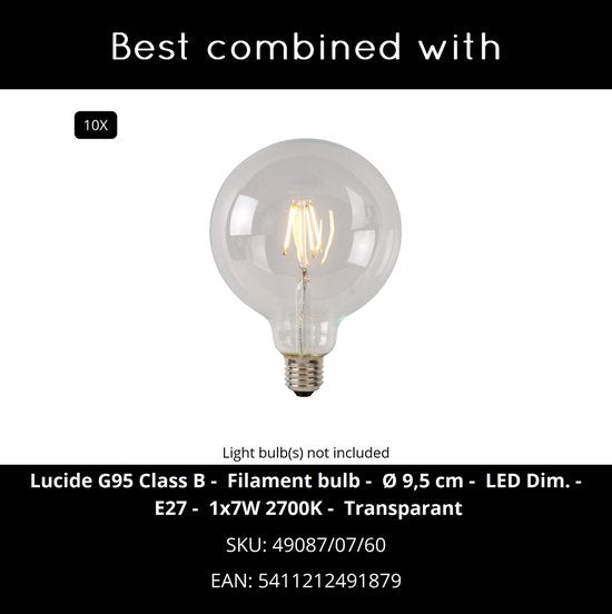 Lucide FIX - Hanglamp - 10xE27 - Geschikt voor vide en hoge plafonds - Zwart