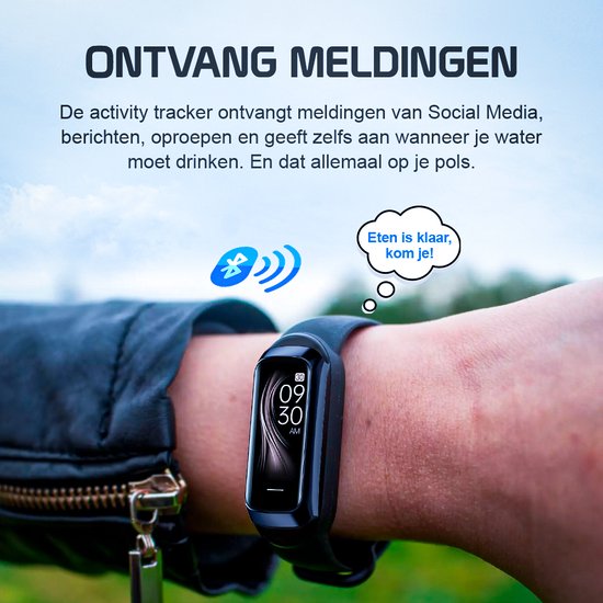 Otiume Activity Tracker HR - Smartwatch Sporthorloge met Stappenteller en Hartslagmeter - Fitness Tracker Bloeddrukmeter - Zwart - Dames, Heren & Kinderen
