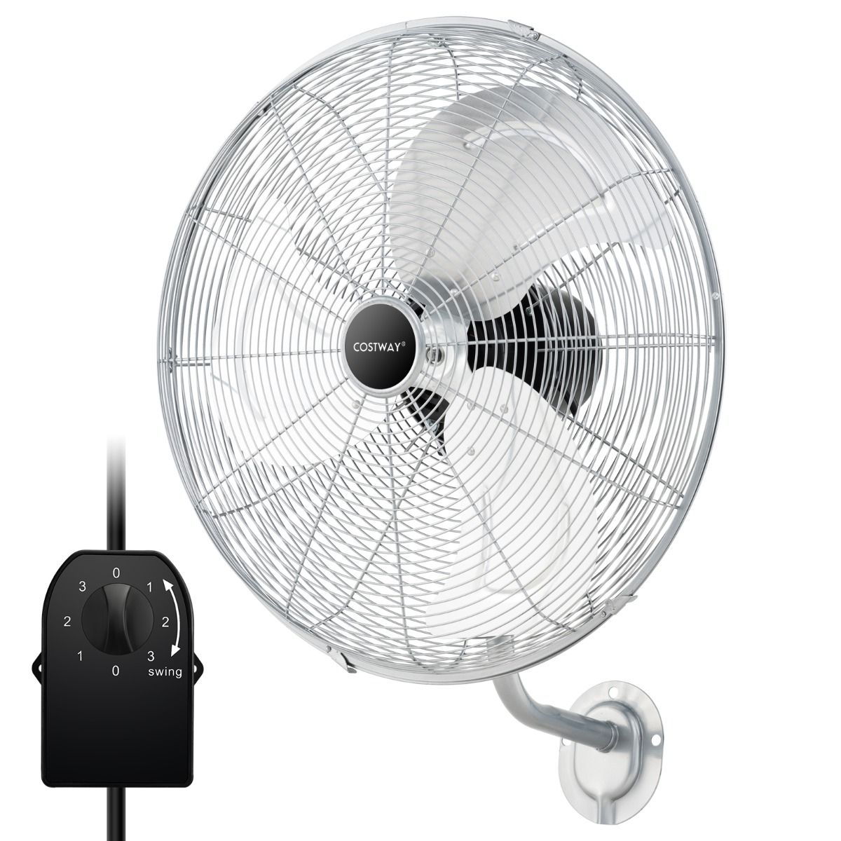 Coast Industriële Wandventilator Ø 56 cm – Zilver – 3 Snelheden, 85° Oscillatie, 30° Kantelbaar