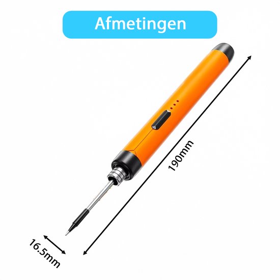 Tech Essentials Draadloze Soldeerbout - 8W - USB-C - Met Tin - Kit - Fijnsoldeerwerk - Pen - Accu - Soldeerset - Solder - Elektrisch Gereedschap - Oranje