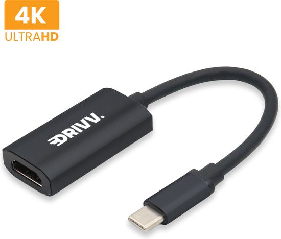 Drivv. USB C naar HDMI Adapter - Ondersteunt 4K 60Hz - Type C to HDMI - Thunderbolt 3 - Zwart