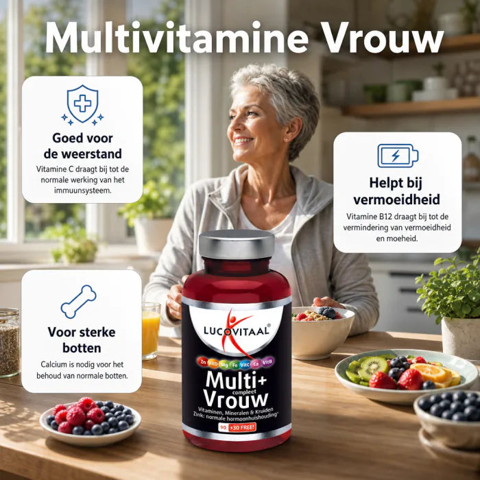 Lucovitaal Multivitamine Vrouw – Hooggedoseerde Multivitamine met Vitaminen & Mineralen