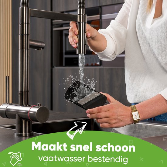 Stosh Mandoline - Groentesnijder - Uiensnijder - Spiraalsnijder - Rasp - 6-delig - Kunststof - BPA vrij - Zwart/Wit