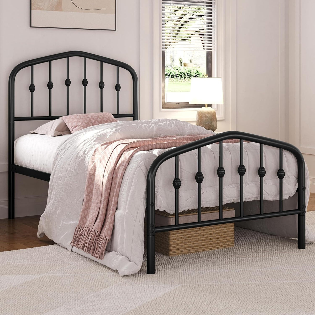Yaheetech Metalen Bedframe - 90 x 200 cm - Zwart