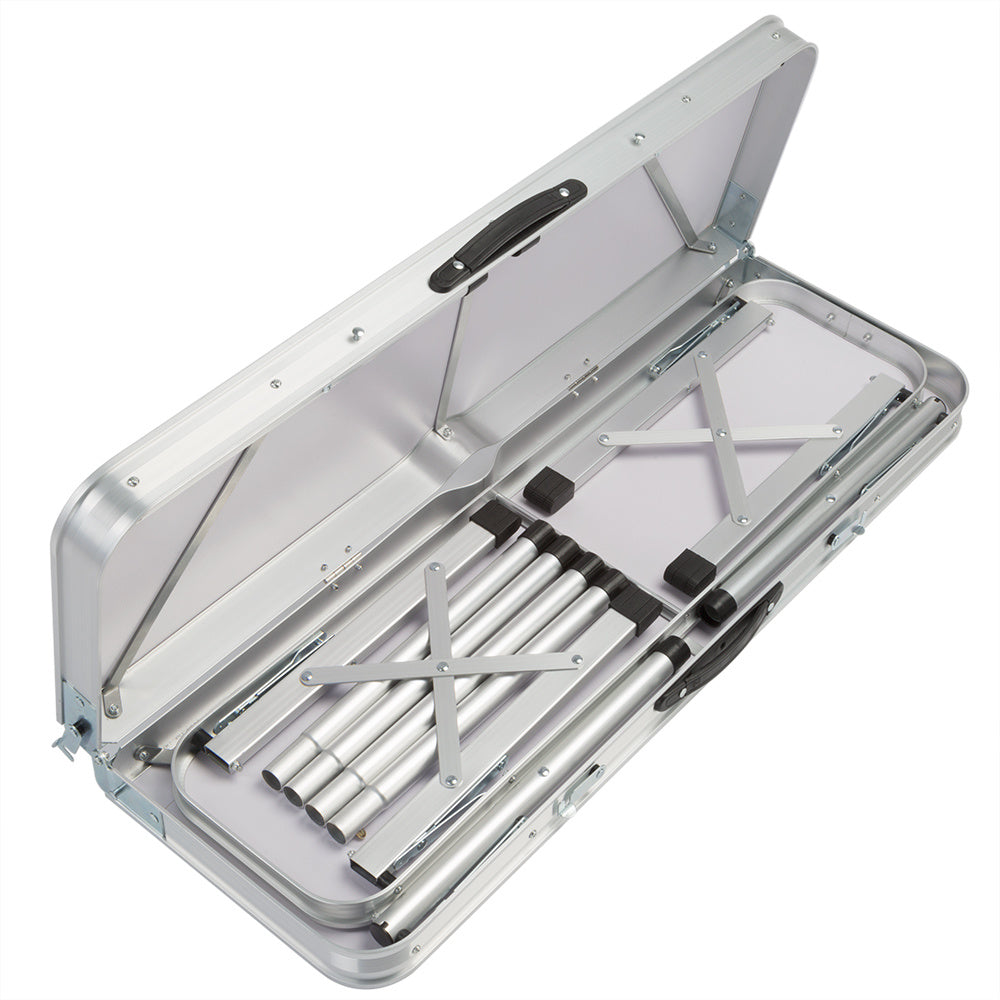 Casaria Campingtafel Aluminium – Incl. 2 Banken/Inklapbaar - Wit
