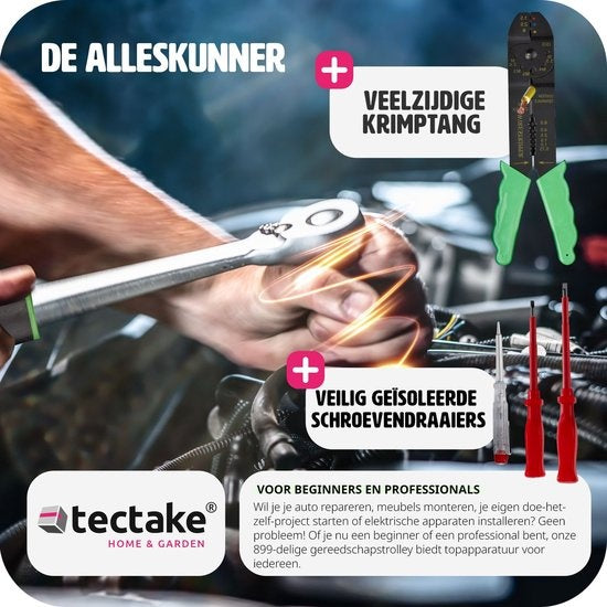 TecTake Gereedschapskoffer 401487 - 200-delig - 4 laden - Trolley