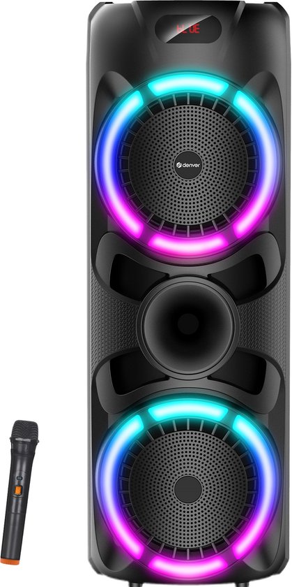 Denver Bluetooth Speaker Party box - Discolichten - Partybox - Incl. Draadloze Microfoon & Afstandsbediening - BPS459