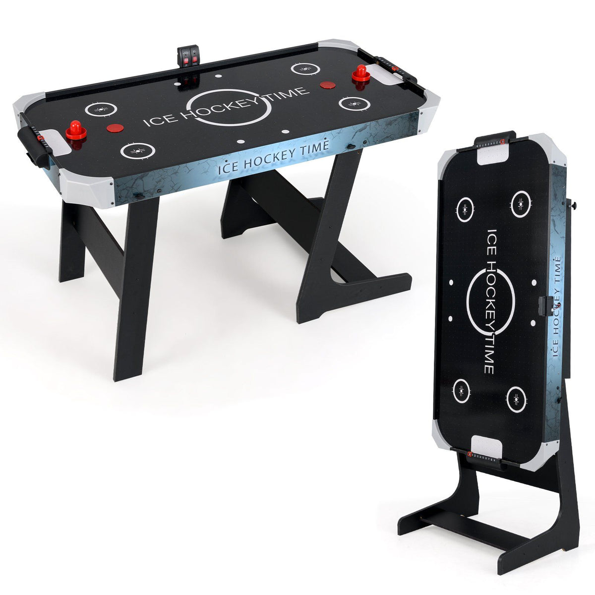 coast Opvouwbare Airhockeytafel – Zwart – 144x68x79 cm – LED-display & 12V Motor