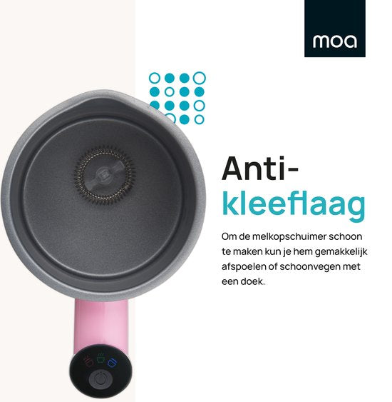 MOA Elektrische Melkopschuimer - 3-in-1 - Handige Melkschuimer - 330 ML - Voor Cappuccino - Melkklopper - Roze