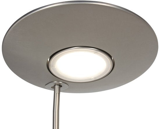 Vloerlamp Zenith 2 4394ST staal met uplight en leesarm - Steinhauer Exclusive, modern design, draaibaar en kantelbaar, 4940 lumen verlichtingskracht, verstelbare kleurtemperatuur van 2200 tot 4000 Kelvin