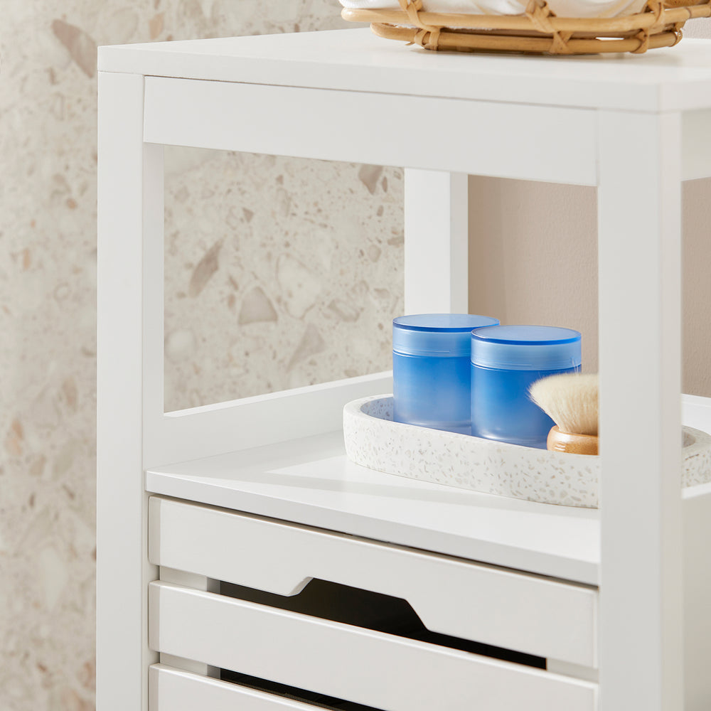 SoBuy BZR67-W Badkamermeubel - Kantelbare Wasmand - Wit MDF hout - 42x30x90 cm