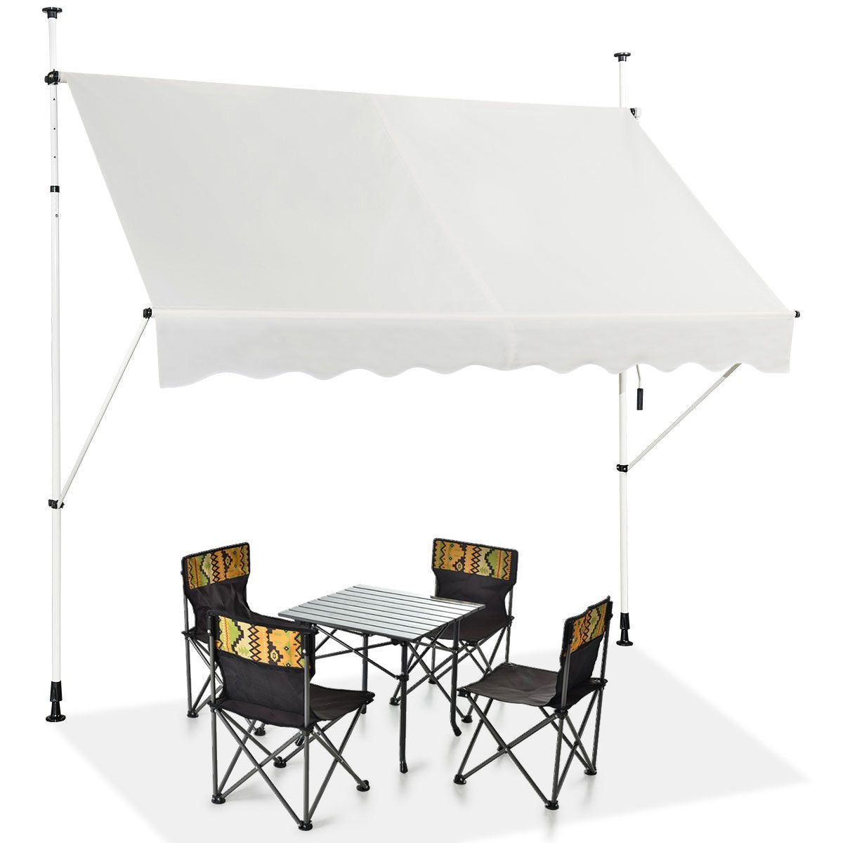 Coast Uitbreidbare luifel - Zonnescherm met handmatige crankhoogte - verstelbaar - 250 x 120 cm beige