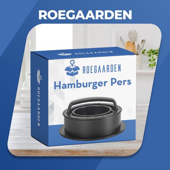 Roegaarden hamburgerpers - Tofu pers - BBQ accessoires - 100x wax papier - zwart