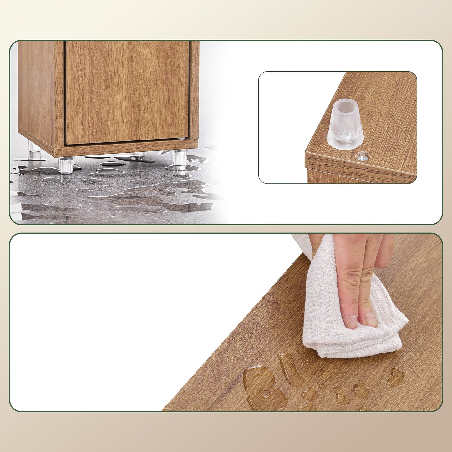 SoBuy BZR34-II-PF Hoge Badkamerkast Vrijstaand Compact - Naturel Hout - 20x20x180 cm