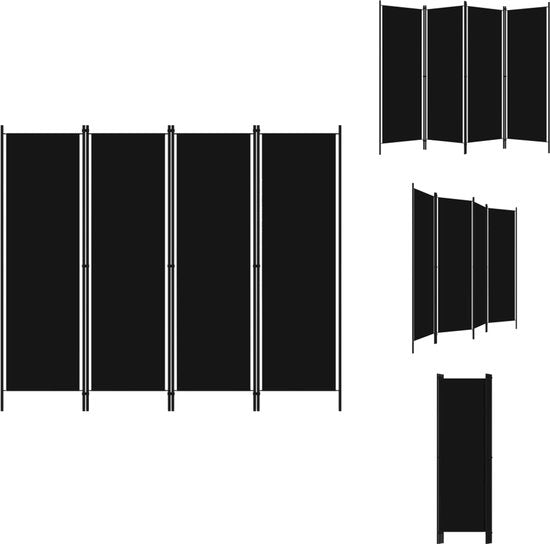 vidaXL - Kamerscherm - met - 4 - panelen - 200x180 - cm - zwart