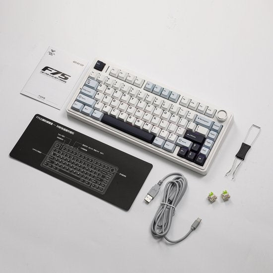 EPOMAKER x AULA F75 - Licht Blauw - Mechanisch Draadloos Toetsenbord - RGB - 75% - Qwerty - Gaming Keyboard - Reaper Switch