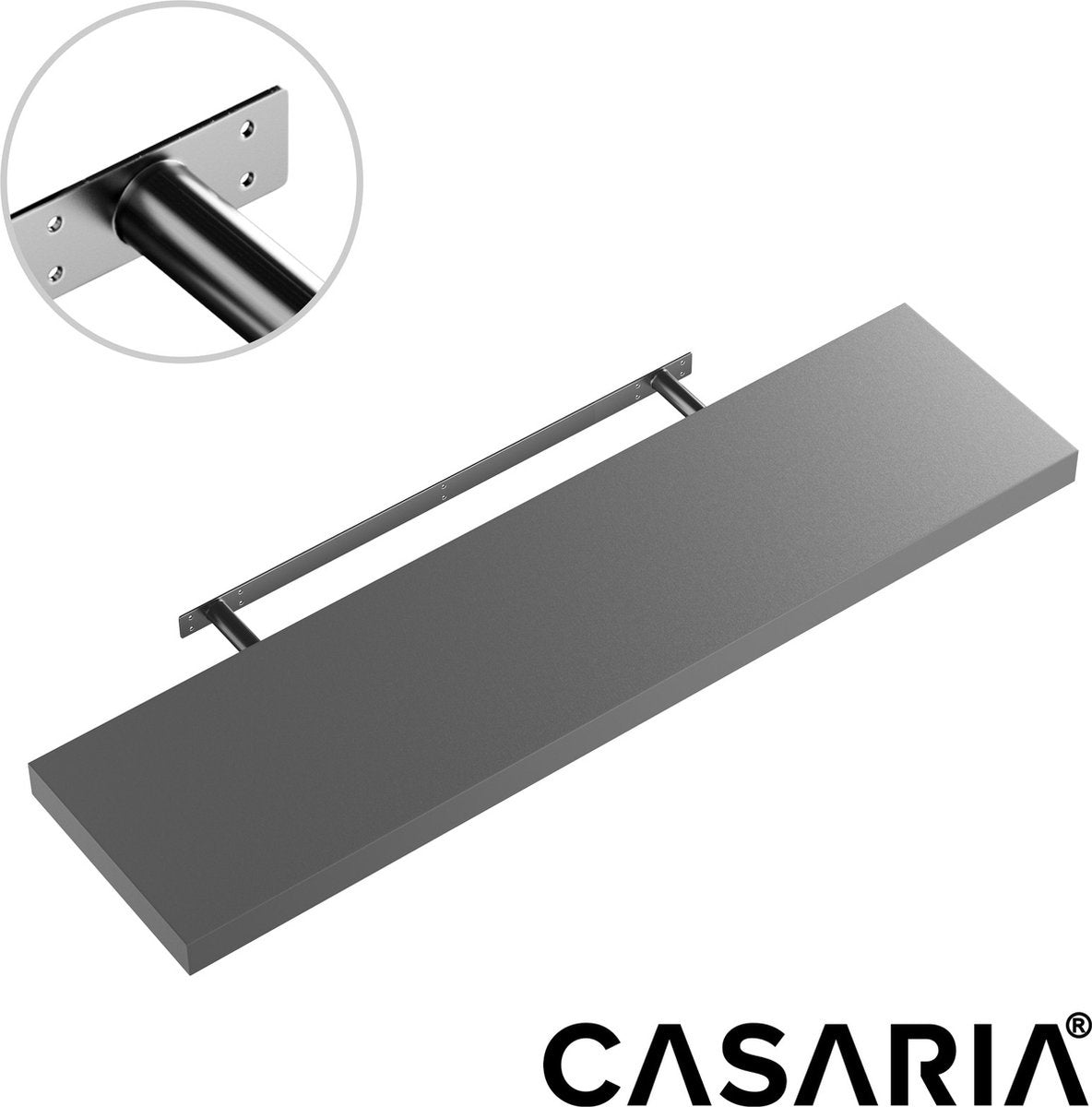 Casaria Wandplank Zwevend - 90 cm 15kg Belastbaar - Mat Grijs