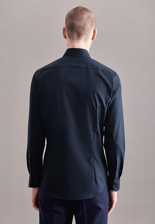 seidensticker Business Hemd Slim Fit Bügelfrei Kent Langarm heren Businesshemd (1-Pack) -  Maat 42 - Navy blauw
