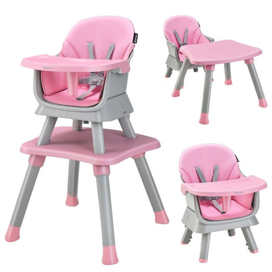 Coast 6-in-1 Baby High stoel Hoge stoel & eetstoel & leertafel & Building Stone Table 58 x 58 x 98 cm roze
