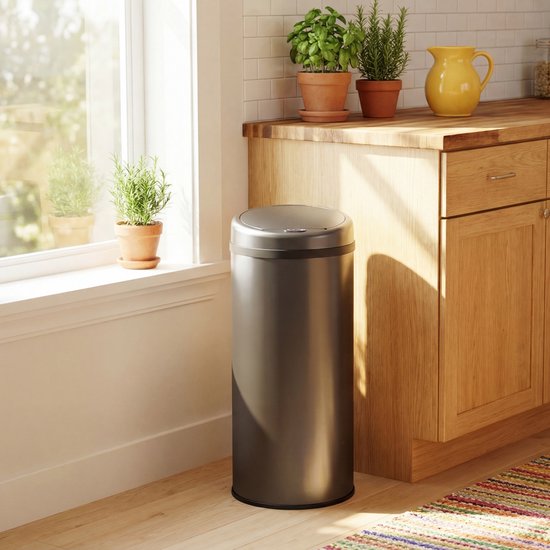 Bayt Prullenbak - Prullenbak 50 Liter - Prullenbak met Sensor - Vuilnisbak - Afvalbak - Afvalemmer - Zwart