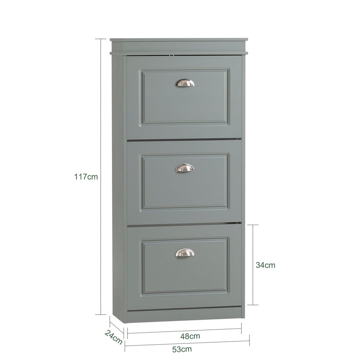 SoBuy Schoenenrek Met 3 Vouwdeuren - Compact - Modern - 53 x 24 x 117 cm - Grijs