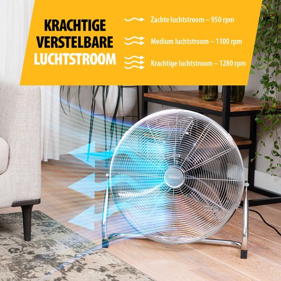 Metalen Vloerventilator 45 cm – 3 Standen – 130° Instelbaar – Sterke Luchtstroom – Tristar VE‑5935