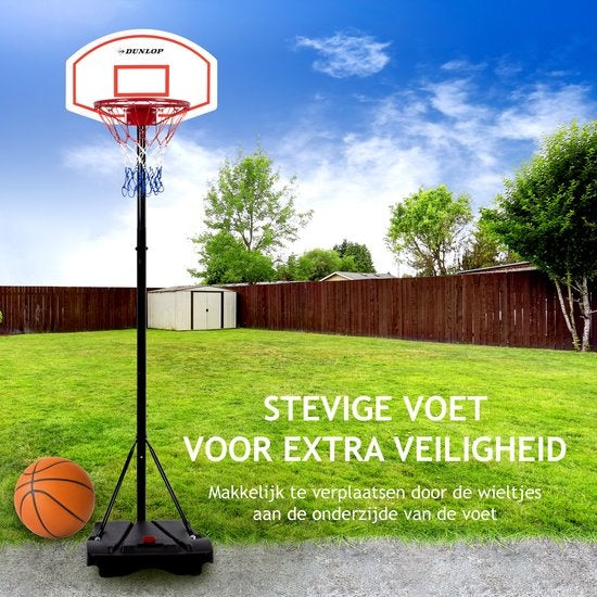 Dunlop Basketbalpaal - Basketbalstandaard - 165-205cm Verstelbaar- Basketbalring met Standaard