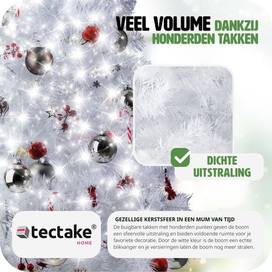 Tectake - witte Kunstkerstboom - 180 cm - incl. standaard - Kerstboom - Dennenboom - 533 punten - 402821